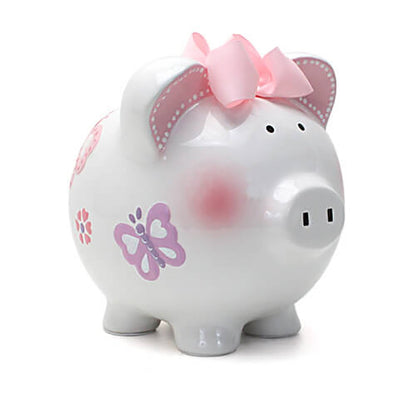 Butterfly W/Bow Piggy Bnk