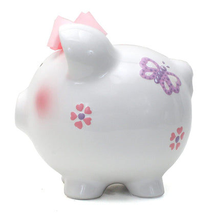 Butterfly W/Bow Piggy Bnk